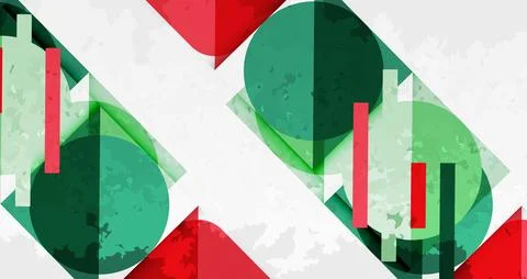 Squares, circles and triangles and grainy noisy texture. Vector Illustration For Illustrazione stock