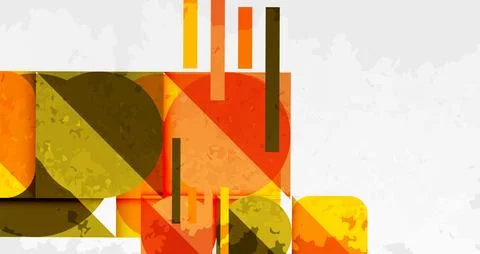 Squares, circles and triangles and grainy noisy texture. Vector Illustration For Illustrazione stock