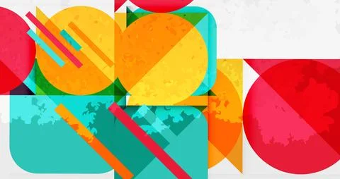 Squares, circles and triangles and grainy noisy texture. Vector Illustration For Illustrazione stock