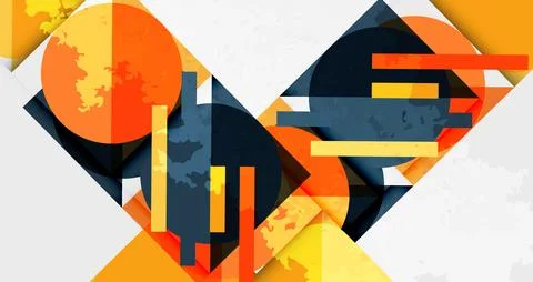 Squares, circles and triangles and grainy noisy texture. Vector Illustration For 库存插图