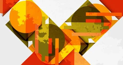 Squares, circles and triangles and grainy noisy texture. Vector Illustration For Illustrazione stock
