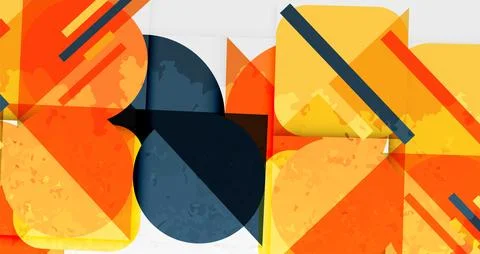 Squares, circles and triangles and grainy noisy texture. Vector Illustration For Illustrazione stock