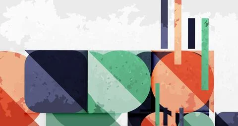 Squares, circles and triangles and grainy noisy texture. Vector Illustration For Illustrazione stock