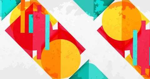 Squares, circles and triangles and grainy noisy texture. Vector Illustration For Stock Illustration