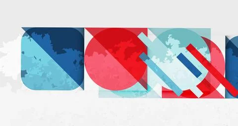 Squares, circles and triangles and grainy noisy texture. Vector Illustration For Illustrazione stock