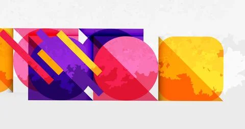 Squares, circles and triangles and grainy noisy texture. Vector Illustration For Stock Illustration