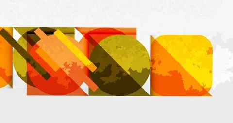 Squares, circles and triangles and grainy noisy texture. Vector Illustration For Stock Illustration
