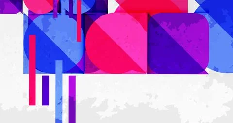 Squares, circles and triangles and grainy noisy texture. Vector Illustration For Stock Illustration