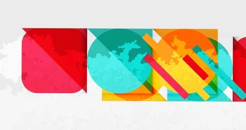 Squares, circles and triangles and grainy noisy texture. Vector Illustration For Illustrazione stock