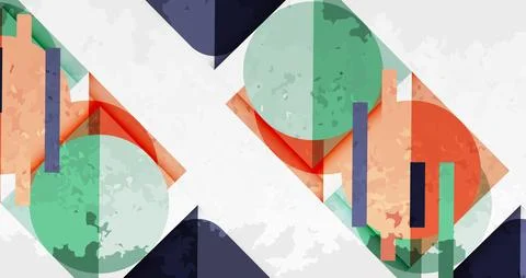 Squares, circles and triangles and grainy noisy texture. Vector Illustration For Illustrazione stock