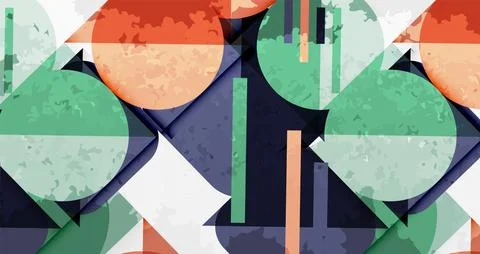 Squares, circles and triangles and grainy noisy texture. Vector Illustration For Stock Illustration