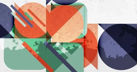 Squares, circles and triangles and grainy noisy texture. Vector Illustration For Illustrazione stock