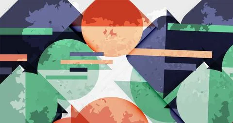 Squares, circles and triangles and grainy noisy texture. Vector Illustration For Stock Illustration