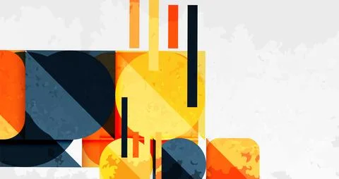 Squares, circles and triangles and grainy noisy texture. Vector Illustration For イラスト素材
