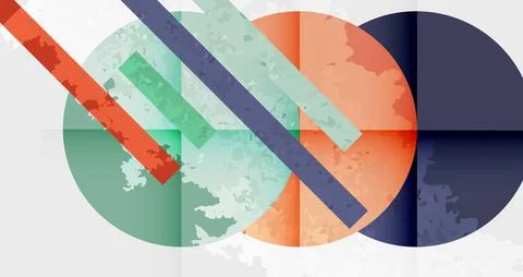 Squares, circles and triangles and grainy noisy texture. Vector Illustration For Illustrazione stock