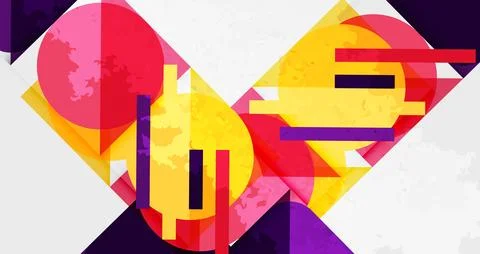 Squares, circles and triangles and grainy noisy texture. Vector Illustration For 스톡 일러스트