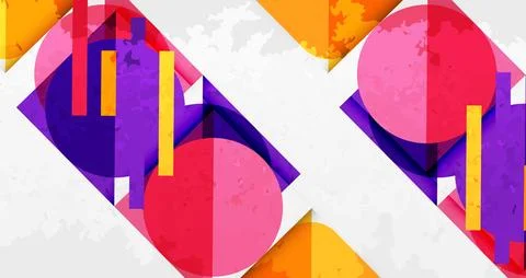 Squares, circles and triangles and grainy noisy texture. Vector Illustration For 스톡 일러스트