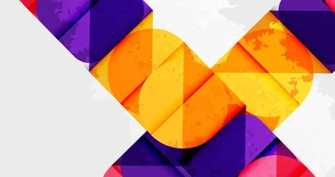 Squares, circles and triangles and grainy noisy texture. Vector Illustration For Illustrazione stock