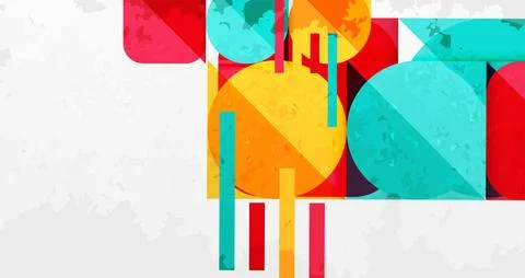 Squares, circles and triangles and grainy noisy texture. Vector Illustration For イラスト素材