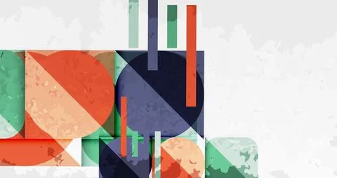 Squares, circles and triangles and grainy noisy texture. Vector Illustration For Illustrazione stock