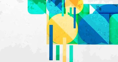 Squares, circles and triangles and grainy noisy texture. Vector Illustration For Illustrazione stock