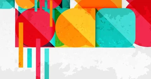 Squares, circles and triangles and grainy noisy texture. Vector Illustration For Illustrazione stock
