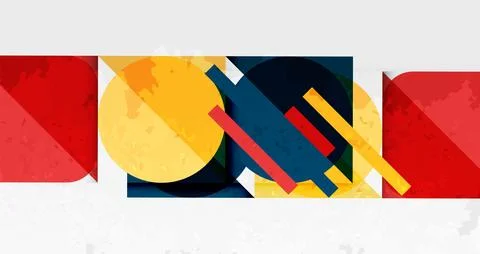 Squares, circles and triangles and grainy noisy texture. Vector Illustration For Illustrazione stock