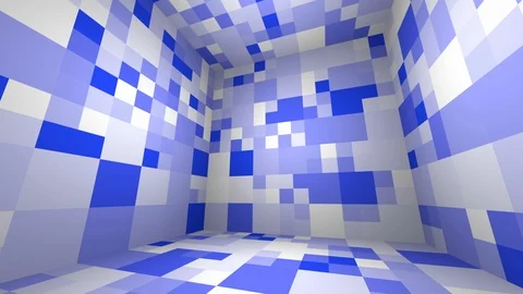 The squares flicker inside the rotating cube. Seamless loop Stock Footage 88459802