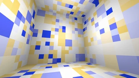 The squares flicker inside the rotating cube. Seamless loop Stock Footage 88460730