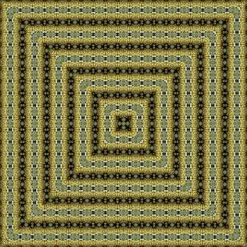 Squares frame rug pattern in green and ocher Stock Illustration