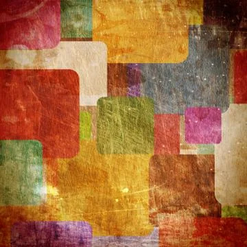 Squares on the grunge wall Stock Photos