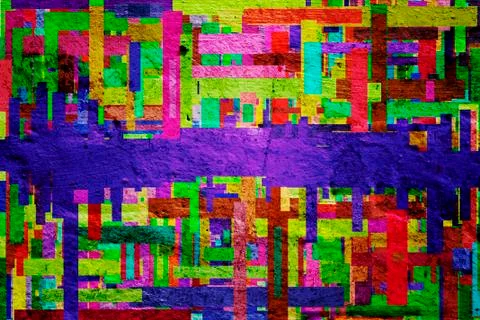 Squares on the grunge wall Stock Photos