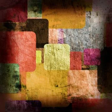Squares on the grunge wall Stock Photos