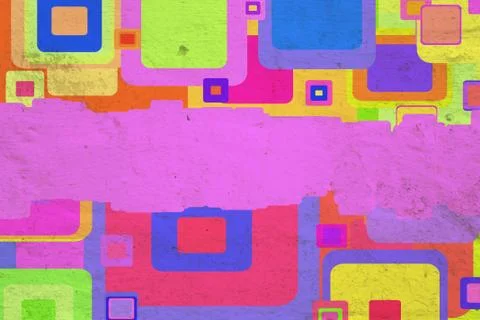 Squares on the grunge wall Stock Photos