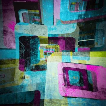 Squares on the grunge wall Stock Photos