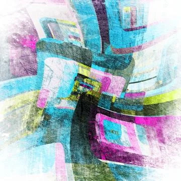 Squares on the grunge wall Stock Photos
