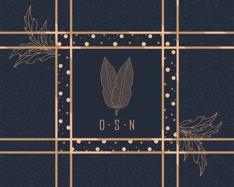 Squares with leaves Stock Illustration