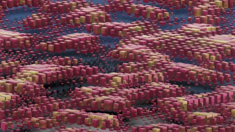 Squares Pattern 3D Abstract Wave Organic Motiondesign Matrix Perspective 4K Uhd Stock Footage 229535382