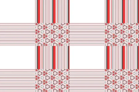 Squares Of Pattern And Stripes Red And White Repeat Pattern Illustrazione stock