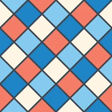 Squares red, blue, cream colour Stock Illustration