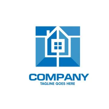 Squares style house vector logo Stock Illustration
