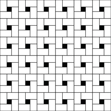 Squares tessellation vector. Repeated white checks sequence on black background Stock Illustration