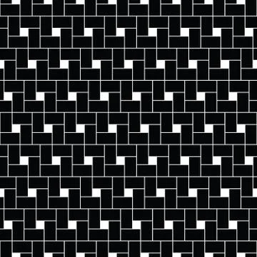 Squares tessellation vector. Repeated white checks sequence on black background Stock Illustration