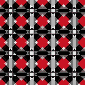 Squares, triangles. Seamless pattern Black, white, gray, red colors. Stock Illustration