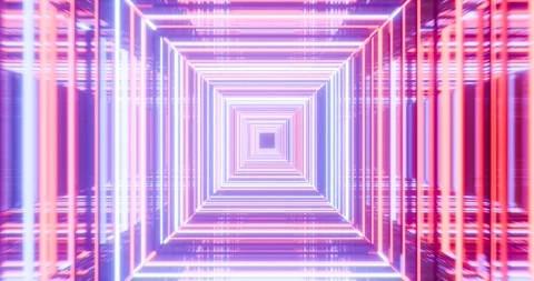 Squares Tunnel Red Blue Background VJ Loop 4K - Dynamic Animation for Visual Stock Footage 291828767