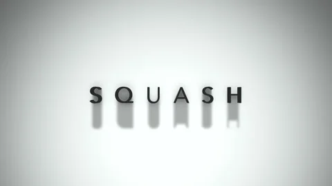 Squash 3D matte black text upon a white backdrop Stock Footage 301837417