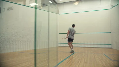 Squash game seen through the glass Stock Footage 278967663