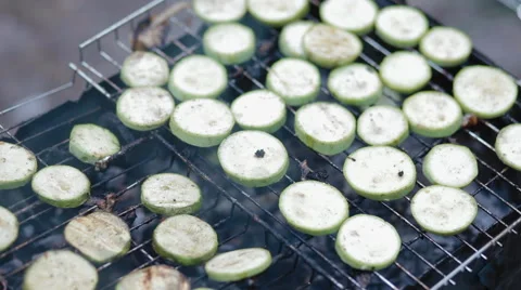 Squash on grill Stock Footage 52316072