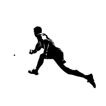 Squash player, isolated vector silhouette. Ink drawing athlete with racket Stock Illustration