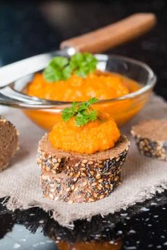 Squash puree (squash caviar) Stock Photos